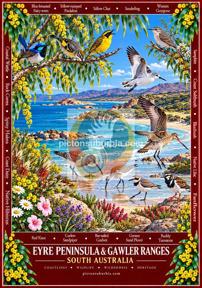 Australiana Tea Towel: South Australia - Eyre Peninsula & Gawler Ranges - Cotton/Linen Blend - Tea Towel