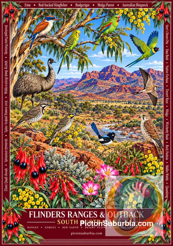 Australiana Tea Towel: South Australia - Flinders Ranges & Outback - Cotton/Linen Blend - Tea Towel