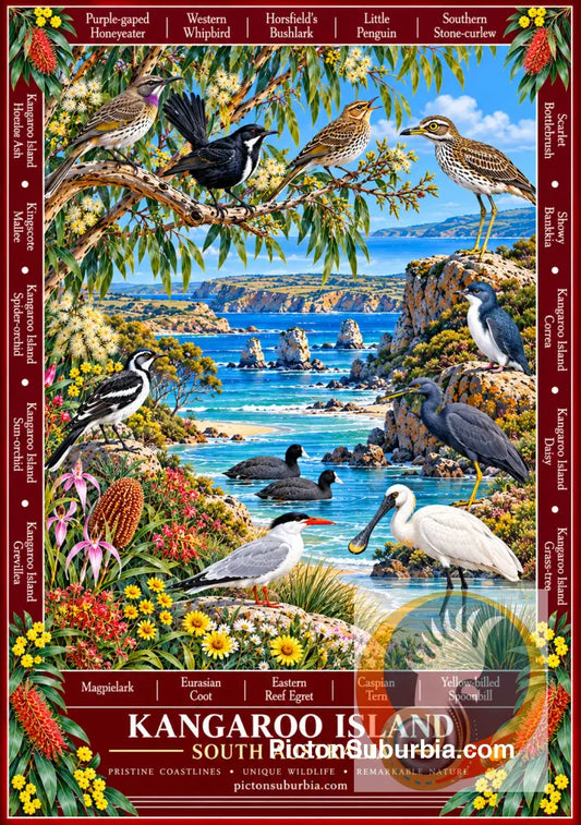 Australiana Tea Towel: South Australia - Kangaroo Island - Cotton/Linen Blend - Tea Towel