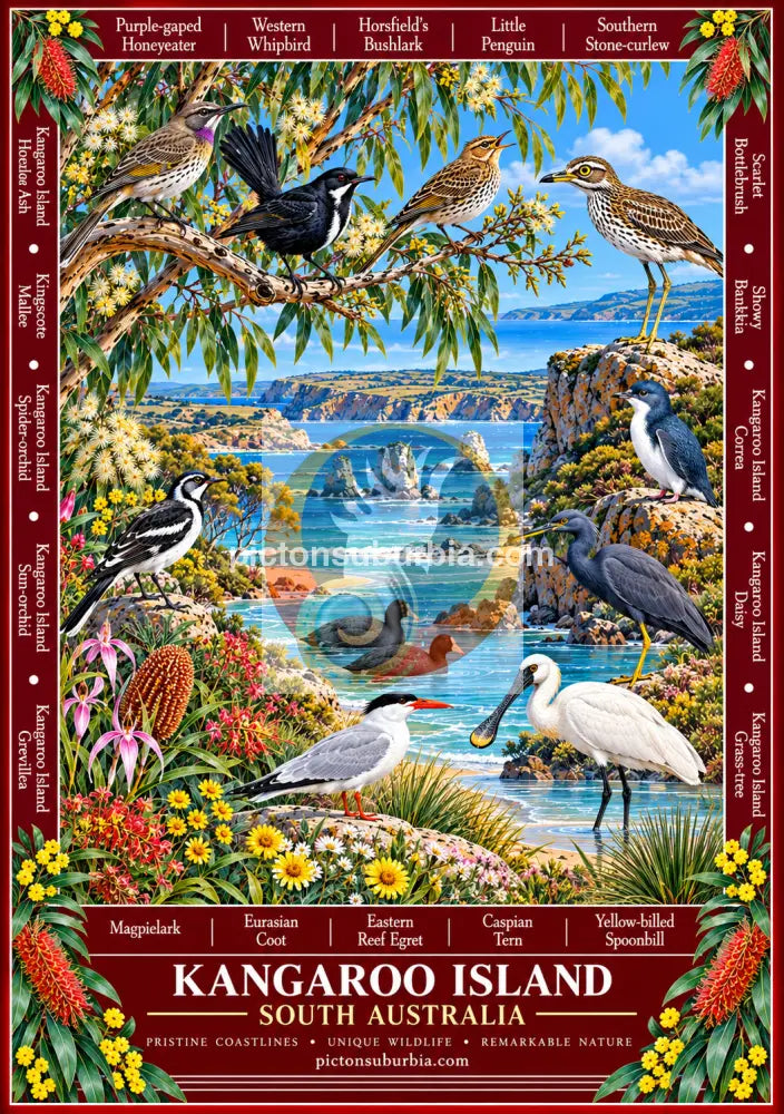 Australiana Tea Towel: South Australia - Kangaroo Island - Cotton/Linen Blend - Tea Towel