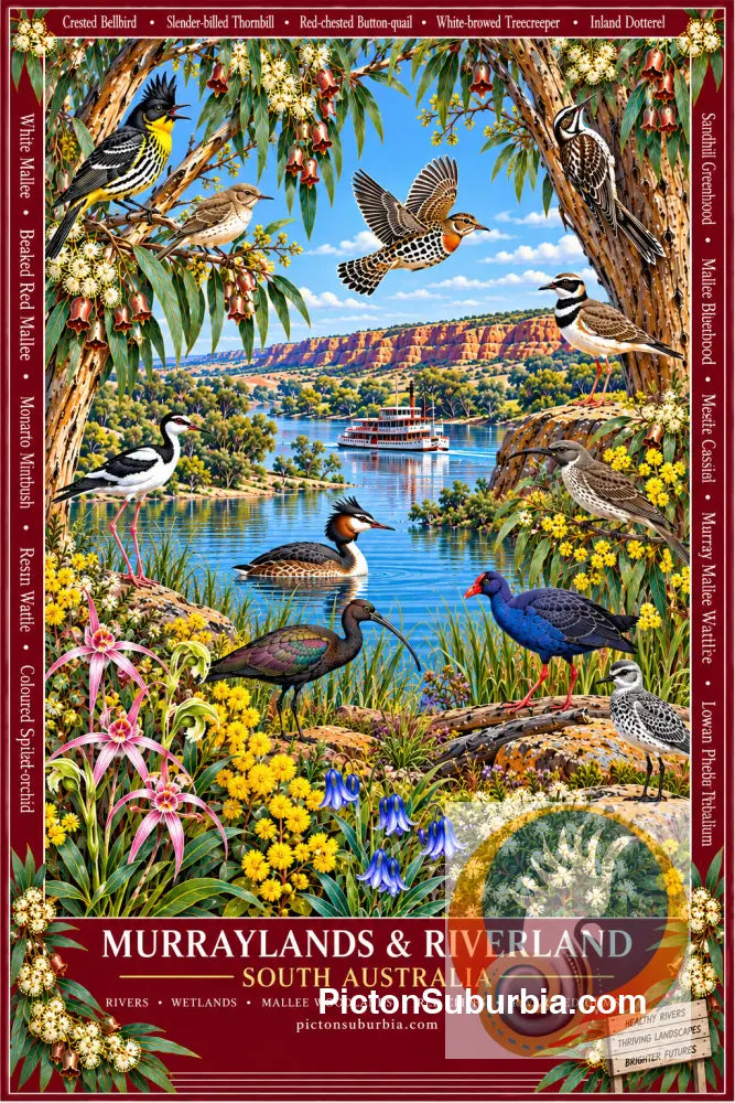 Australiana Tea Towel: South Australia - Murraylands & Riverland - Cotton/Linen Blend - Tea Towel