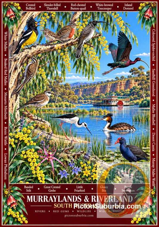 Australiana Tea Towel: South Australia - Murraylands & Riverland - Cotton/Linen Blend - Tea Towel