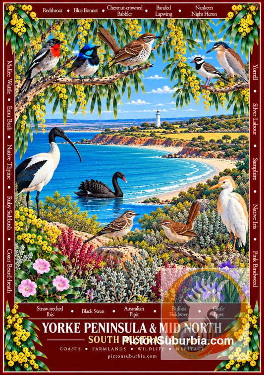 Australiana Tea Towel: South Australia - Yorke Peninsula & Mid North - Cotton/Linen Blend - Tea Towel