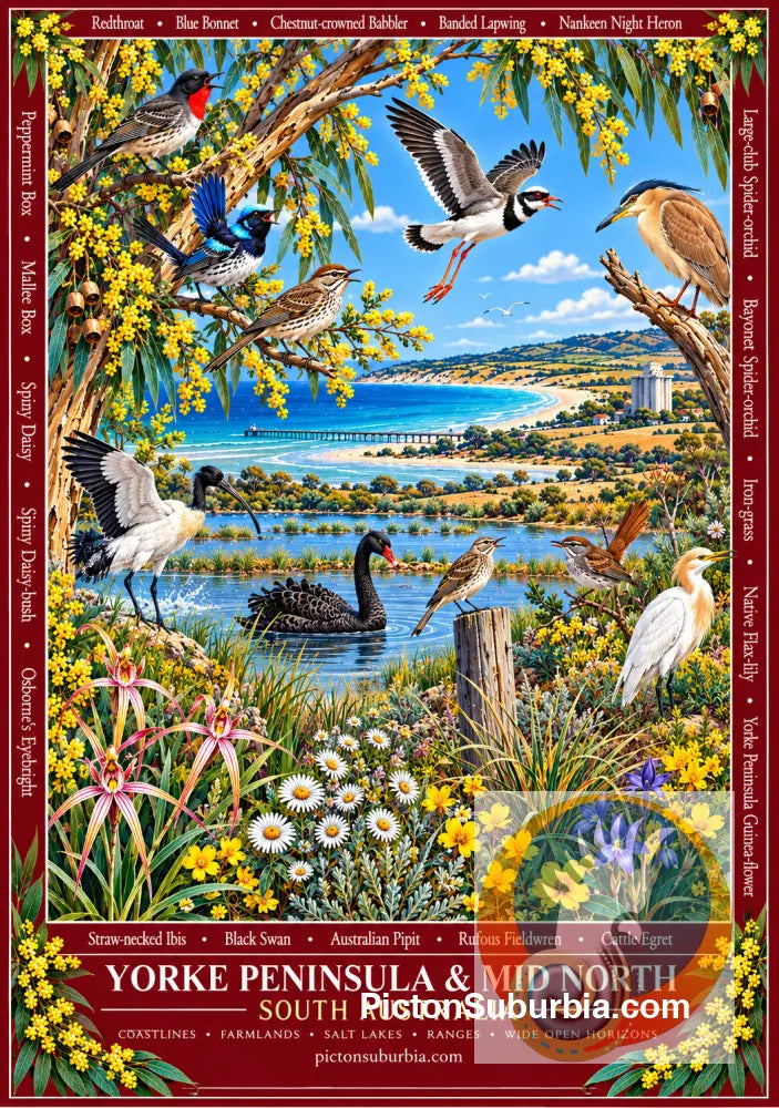 Australiana Tea Towel: South Australia - Yorke Peninsula & Mid North - Cotton/Linen Blend - Tea Towel
