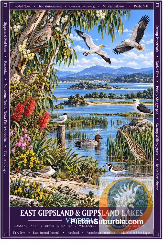 Australiana Tea Towel: Victoria - East Gippsland & Gippsland Lakes - Cotton/Linen Blend - Tea Towel