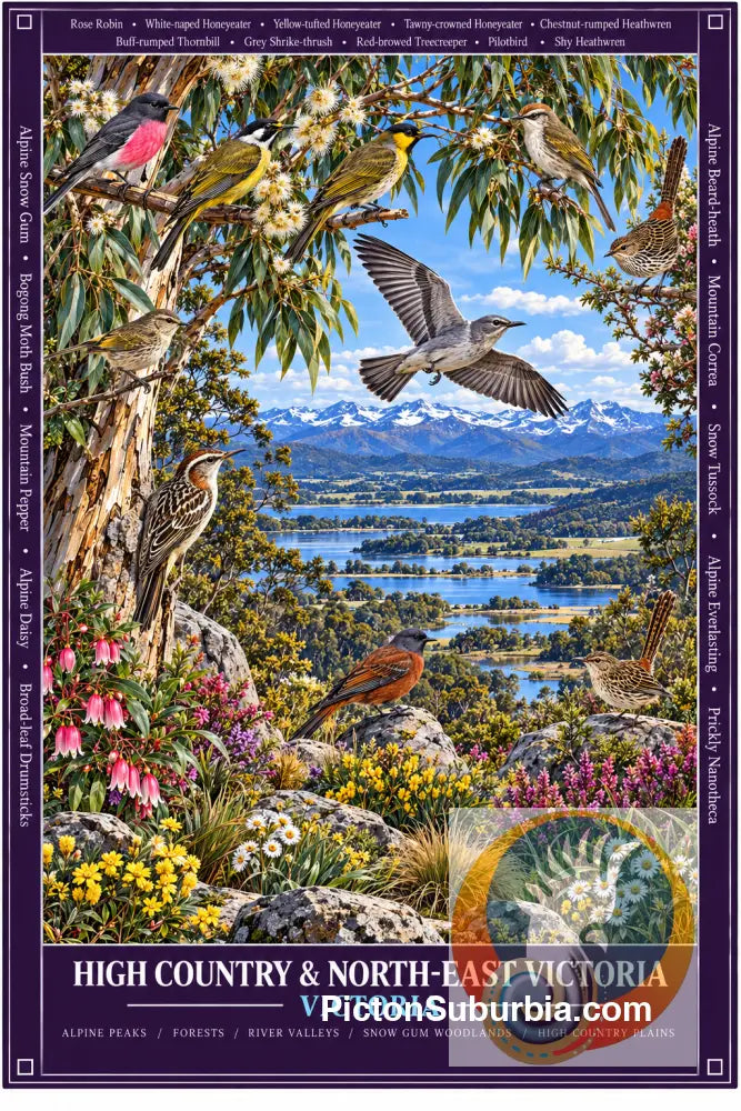 Australiana Tea Towel: Victoria - High Victoria & North East Victoria - Cotton/Linen Blend - Tea Towel
