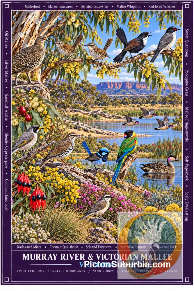 Australiana Tea Towel: Victoria - Murray River & Victorian Mallee - Cotton/Linen Blend - Tea Towel