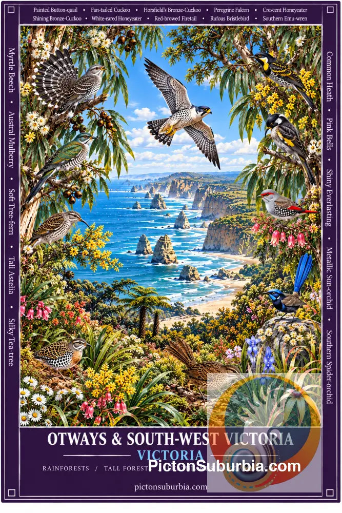 Australiana Tea Towel: Victoria - Otway’s & South-West Victoria - Cotton/Linen Blend - Tea Towel