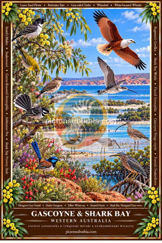 Australiana Tea Towel: Western Australia- Gascoyne & Shark Bay - Cotton/Linen Blend - Tea Towel