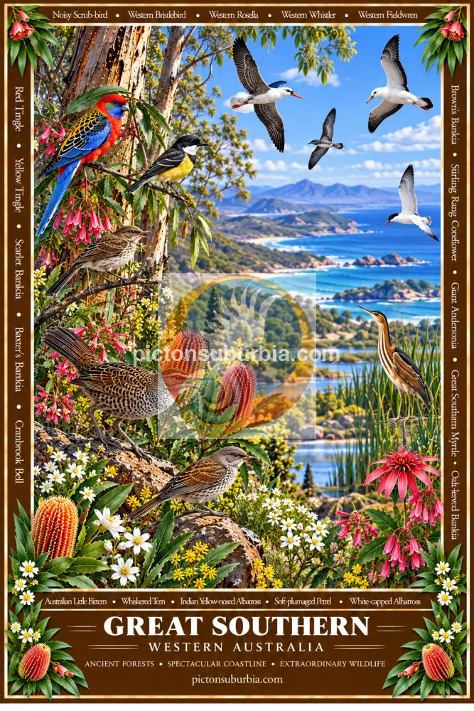 Australiana Tea Towel: Western Australia-Great Southern - Cotton/Linen Blend - Tea Towel