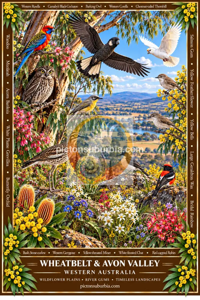 Australiana Tea Towel: Western Australia-Wheatbelt & Avon Valley - Cotton/Linen Blend - Tea Towel