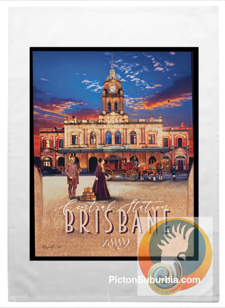 Brisbane CBD: Central Railway Station Tea Towel - Physical good