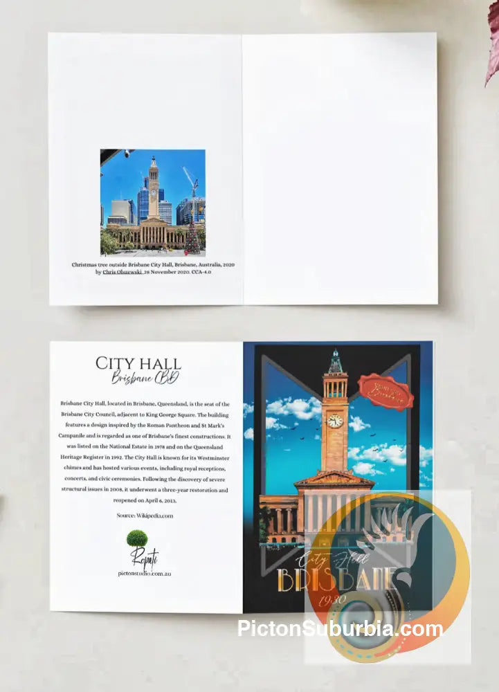 Brisbane CBD: City Hall - Greeting Card Pack / Set of 5 - Physical good
