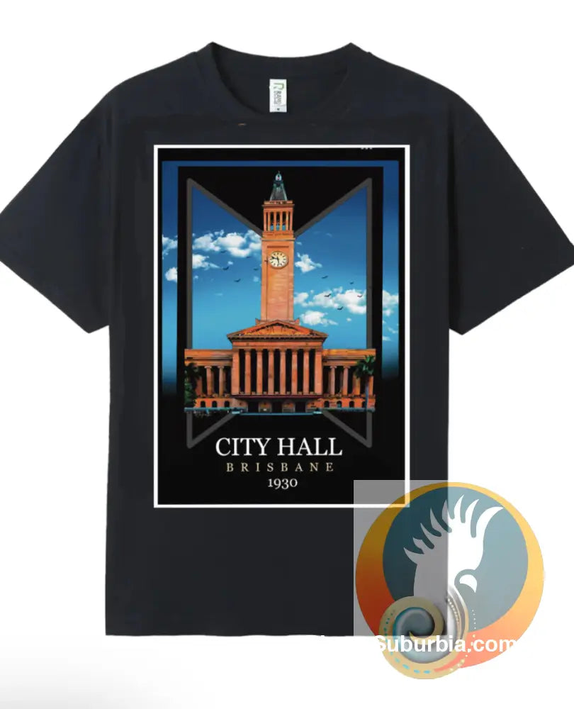 Brisbane CBD: City Hall Suburban Tee - Small / Navy - T-shirt