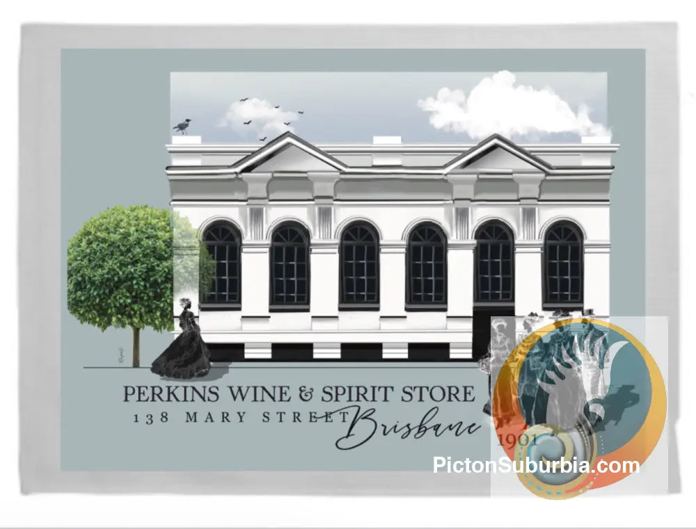 Brisbane CBD: Perkins Wine and Spirit Store Mary Street Tea Towel - Tea Towel