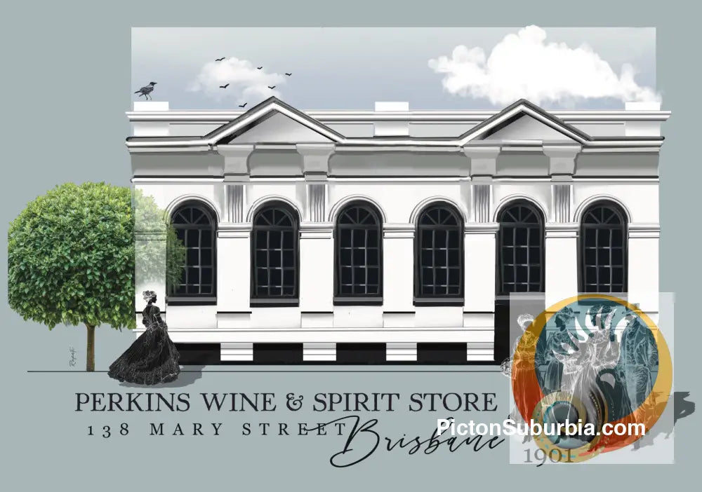 Brisbane CBD: Perkins Wine and Spirit Store Mary Street Tea Towel - Tea Towel