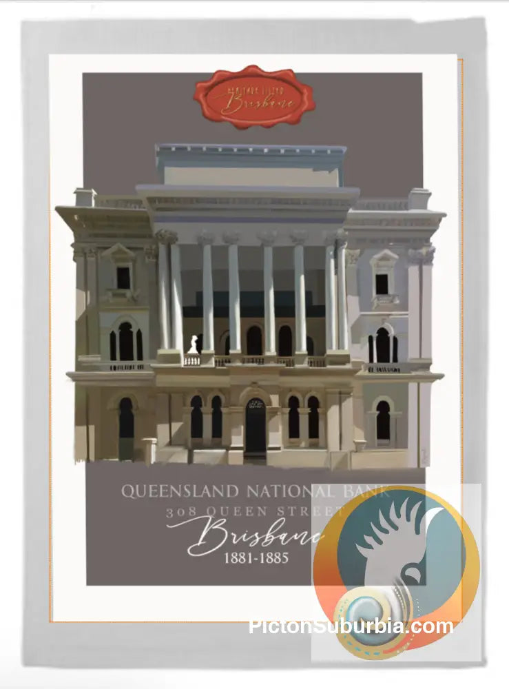 Brisbane CBD: Queensland National Bank Queen Street Tea Towel - Tea Towel