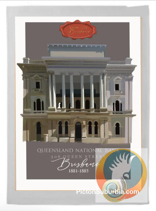 Brisbane CBD: Queensland National Bank Queen Street Tea Towel - Tea Towel