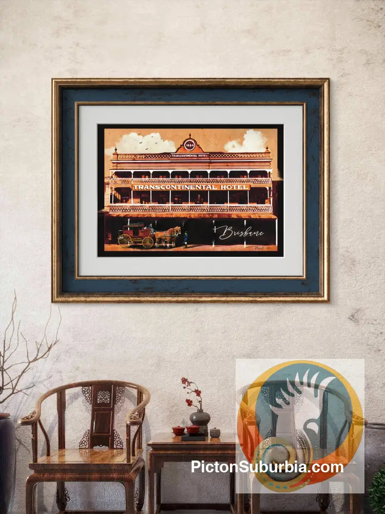 Brisbane CBD: Transcontinental Hotel 1884 Art print - Art Print