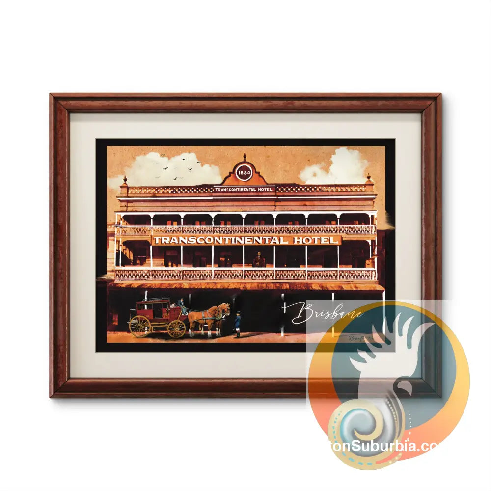 Brisbane CBD: Transcontinental Hotel 1884 Art print - A4 - Art Print