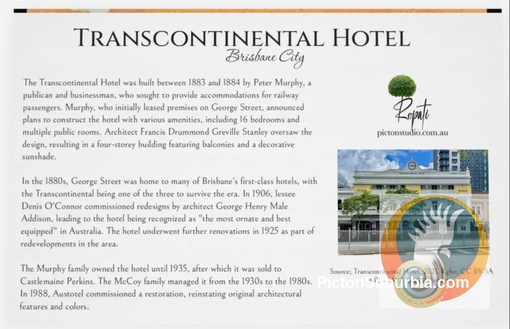 Brisbane CBD: Transcontinental Hotel - Greeting card Pack / Set of 5 - Physical good