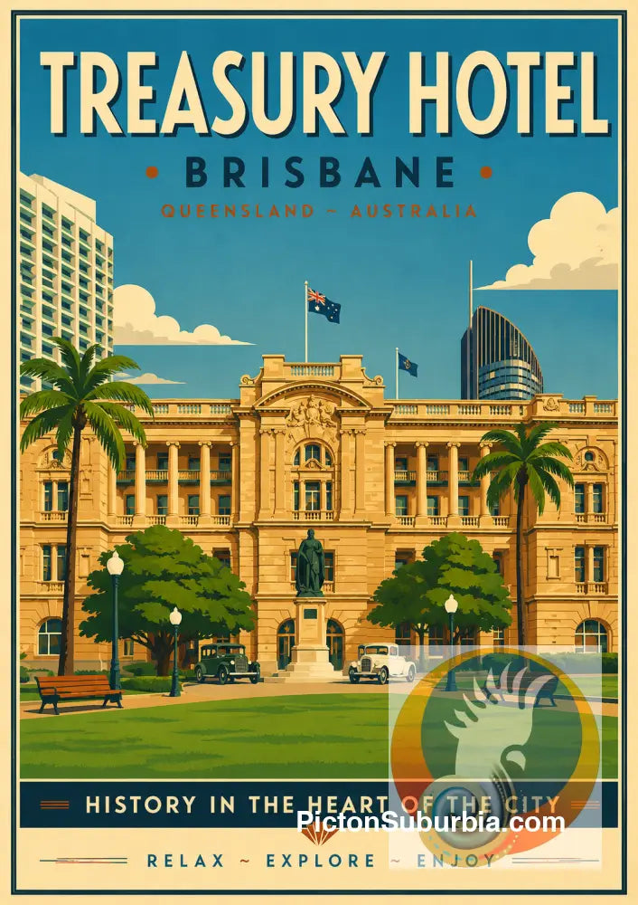 Brisbane Retro Hotel Posters - The Treasury Hotel - A3 - Art Print
