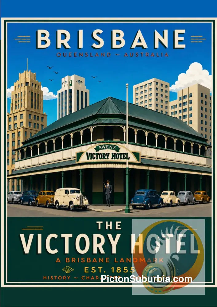 Brisbane Retro Hotel Posters - The Victory (Circa 1957) - A3 - Art Print
