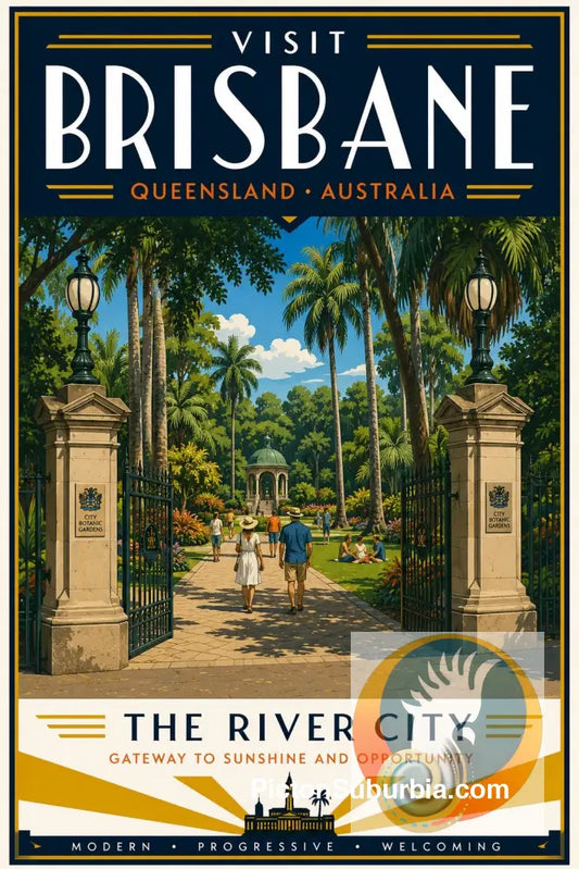 Brisbane Retro Travel Posters- Botanical Gardens - A3 - Art Print