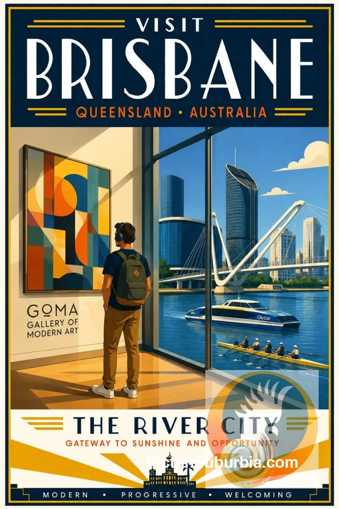Brisbane Retro Travel Posters- Gallery of Modern Art (GOMA) - A3 - Art Print