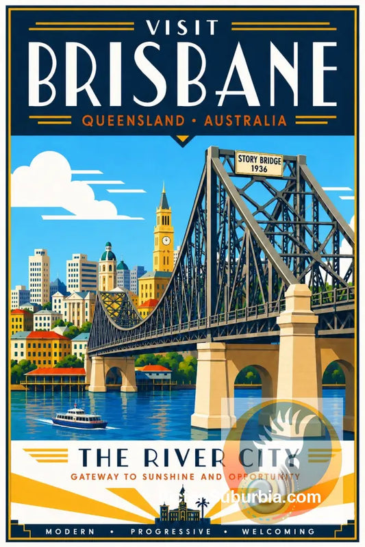 Brisbane Retro Travel Posters- Story Bridge - A3 - Art Print