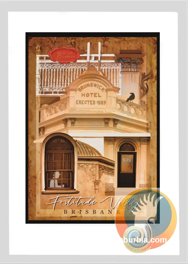 Brunswick Hotel (Collage): Fortified Valley - Tea Towel - Tea Towel