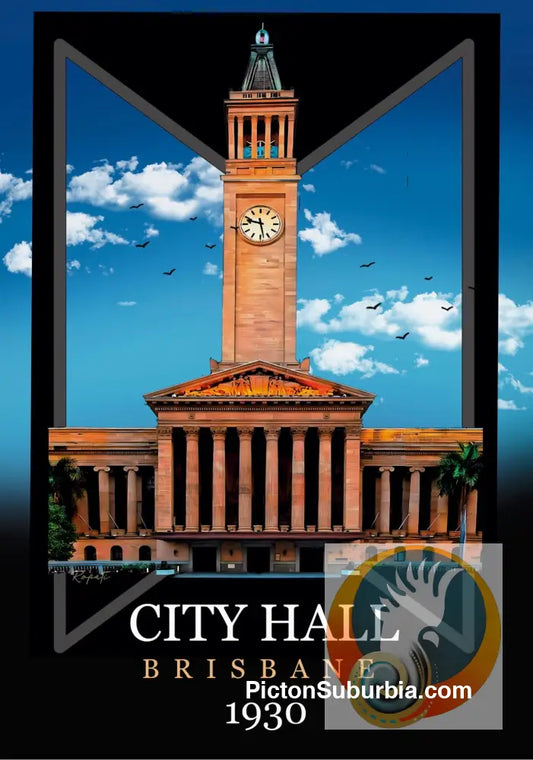 Brisbane CBD: City Hall “Brisbane Icons” Art print - A4 - Physical good