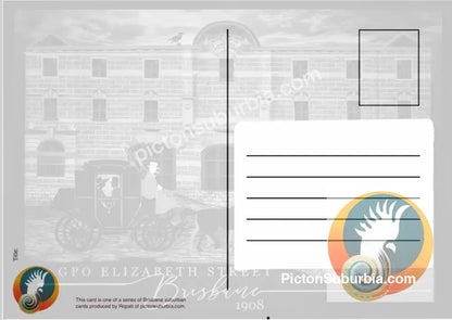 Brisbane CBD: GPO Elizabeth Street Postcard./ A5 or A6 / Set of 5 - Physical good
