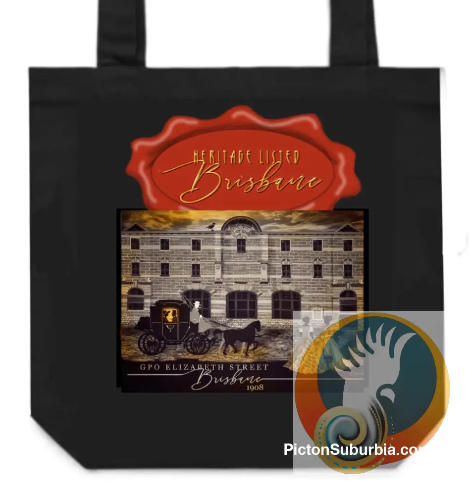 GPO Elizabeth Street: Brisbane CBD -Tote - Black - ToteBag