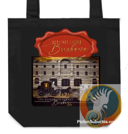 GPO Elizabeth Street: Brisbane CBD -Tote - Black - ToteBag