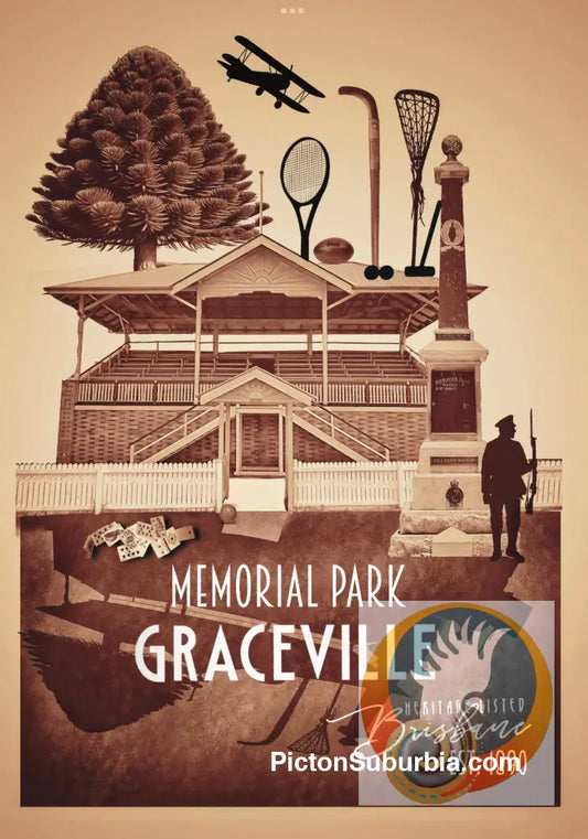 Graceville: Heritage Listed - Memorial Park. Art Print - A3 - Art Print