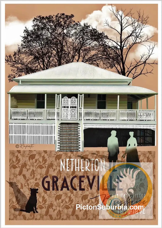 Graceville: Heritage Listed - Netherton. Art Print - A3 / Sepia - Art Print