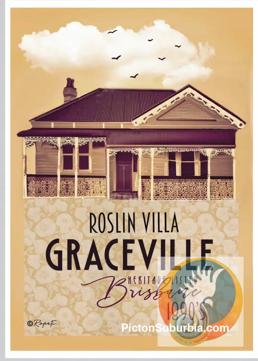 Graceville: Heritage Listed - Roslin Villa. Art Print - A3 - Art Print