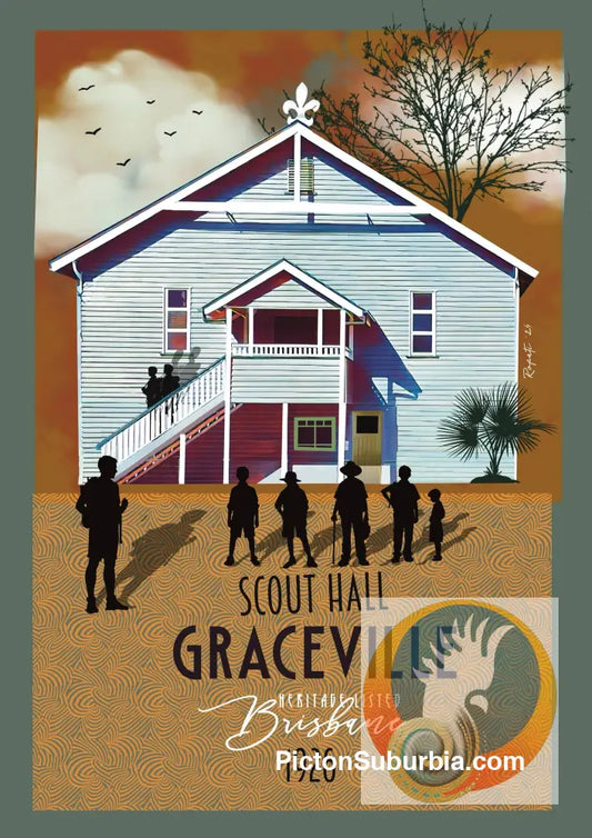 Graceville: Heritage Listed - Scout Hall. Art Print - A3 - Art Print
