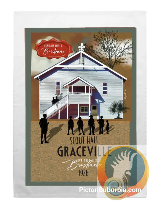 Graceville Heritage Listed: Scout Hall - Tea Towel - Tea Towel