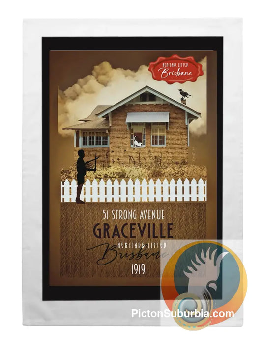Graceville Heritage Listed: War Service Home; 51 Strong Ave (Sepia) Tea Towel - Tea Towel