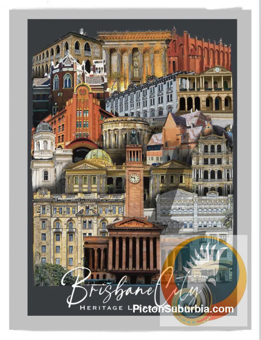 Heritage-Listed CBD Collage 1: 100% Cotton Tea Towel - Physical good