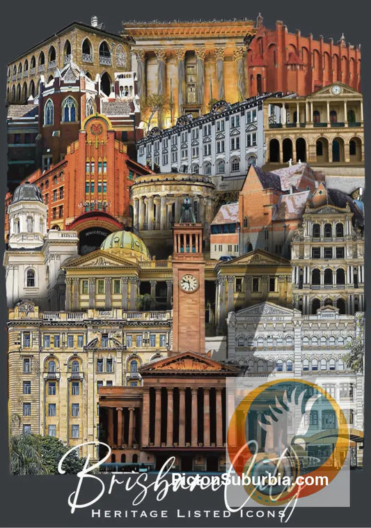 Heritage-Listed CBD 2 Collage: Brisbane -Tee - T-shirt