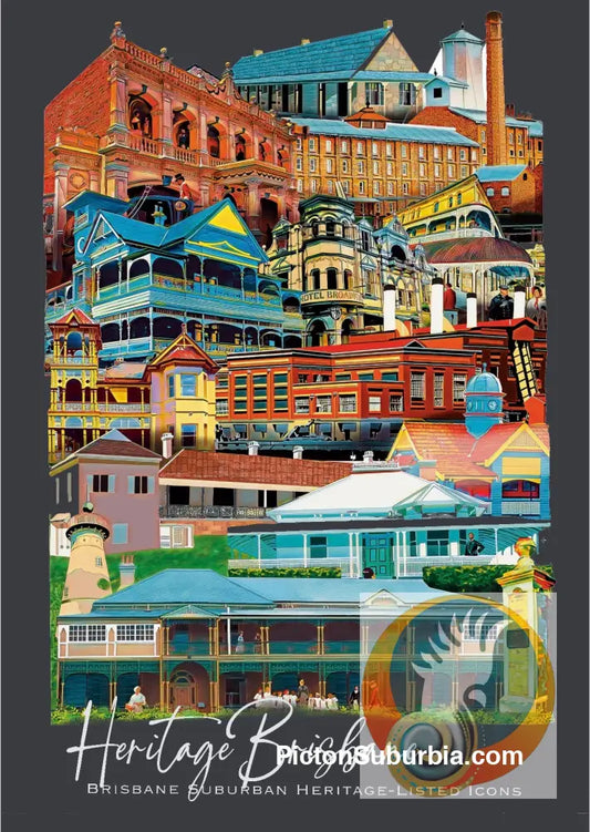 Brisbane: Suburban Heritage-Listed Art print (Coloured) - A4 - Art Print