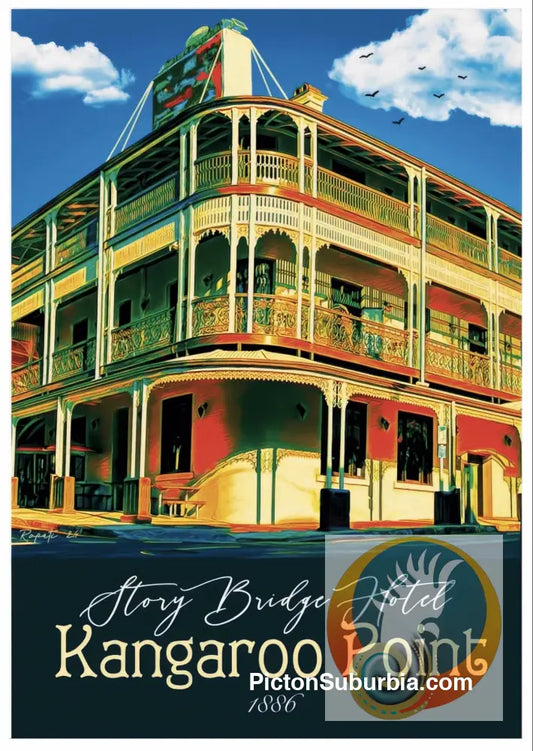 Kangaroo Point: Story Bridge Hotel “Brisbane Icon” Art print - A4 - Physical good