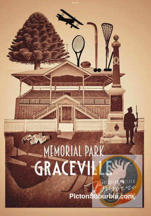Graceville: Heritage Listed - Memorial Park. Art Print - A3 - Art Print