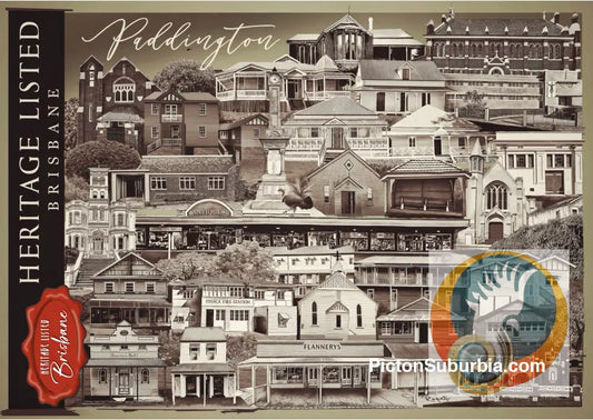 Paddington Heritage Listed (Sepia) Postcard / Set of 5/ A6 or A5 / Postcard