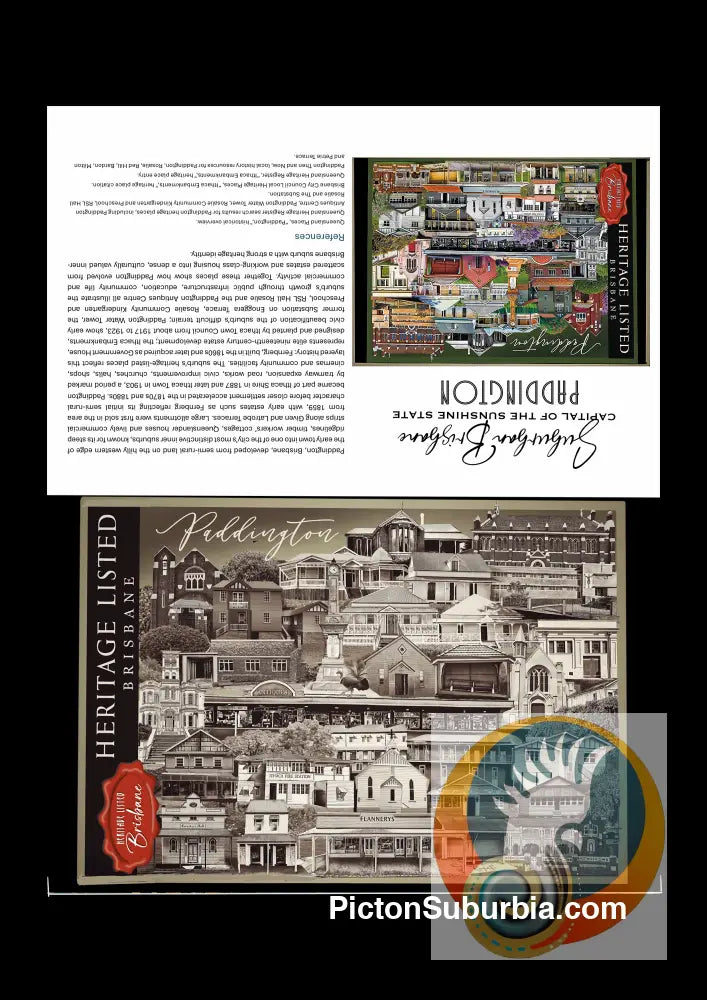 Paddington Suburb (Sepia): Greeting card Pack / Set of 5 - greeting Card