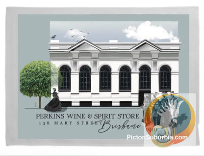 Brisbane CBD: Perkins Wine and Spirit Store Mary Street Tea Towel - Tea Towel