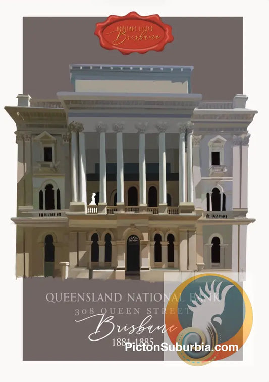 Brisbane CBD: Queensland National Bank 1881-1885. Art print - A4 - Physical good